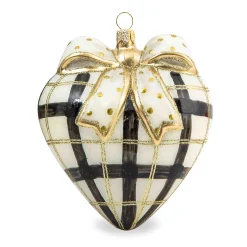 MacKenzie-Childs Holiday<Glam Up Plaid Heart Glass Ornament