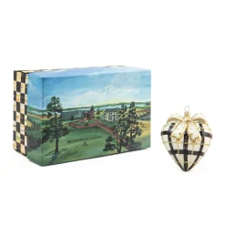MacKenzie-Childs Holiday<Glam Up Plaid Heart Glass Ornament