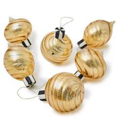 MacKenzie-Childs Holiday<Gold Mercury Glass Assorted Ornaments, Set of 6