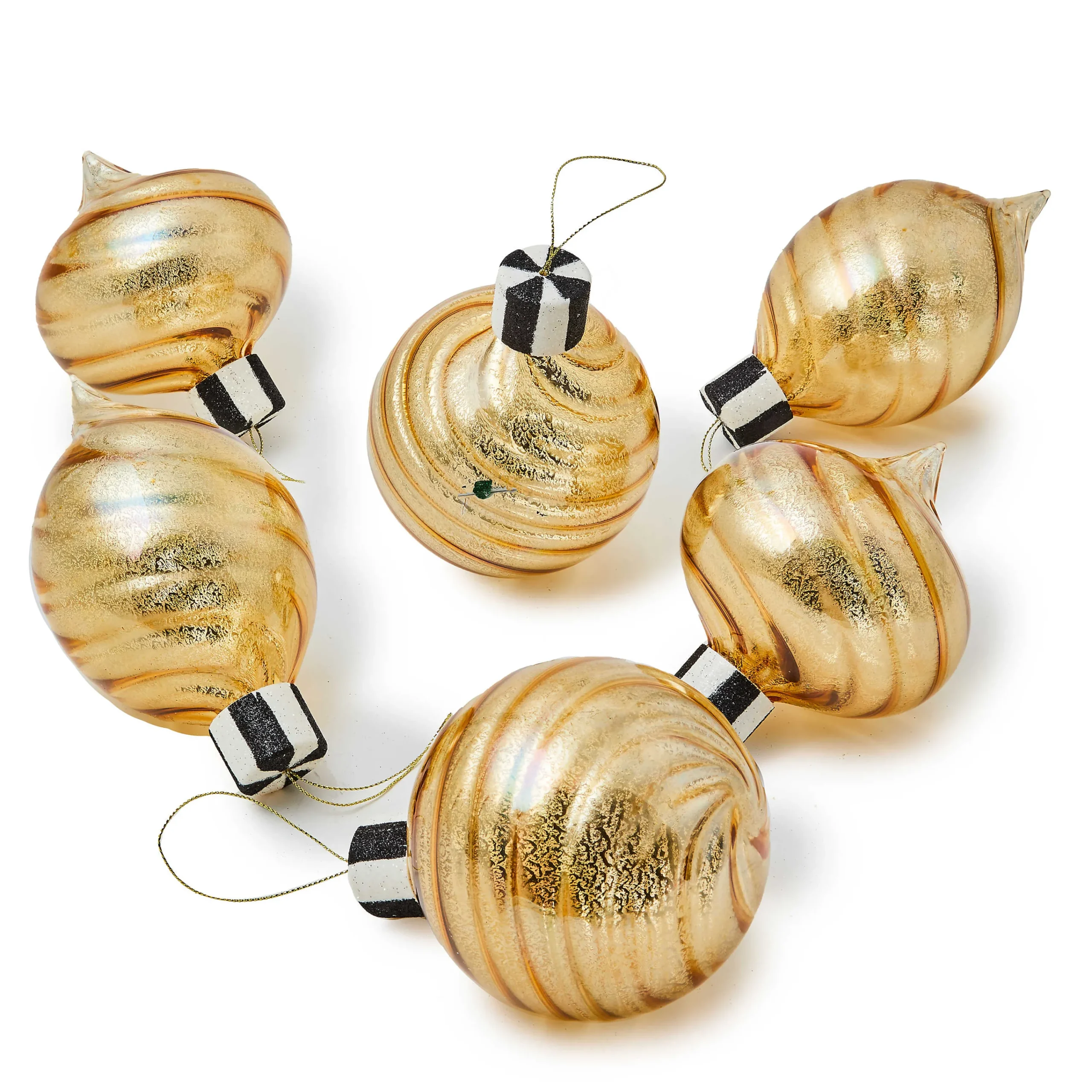 MacKenzie-Childs Holiday<Gold Mercury Glass Assorted Ornaments, Set of 6