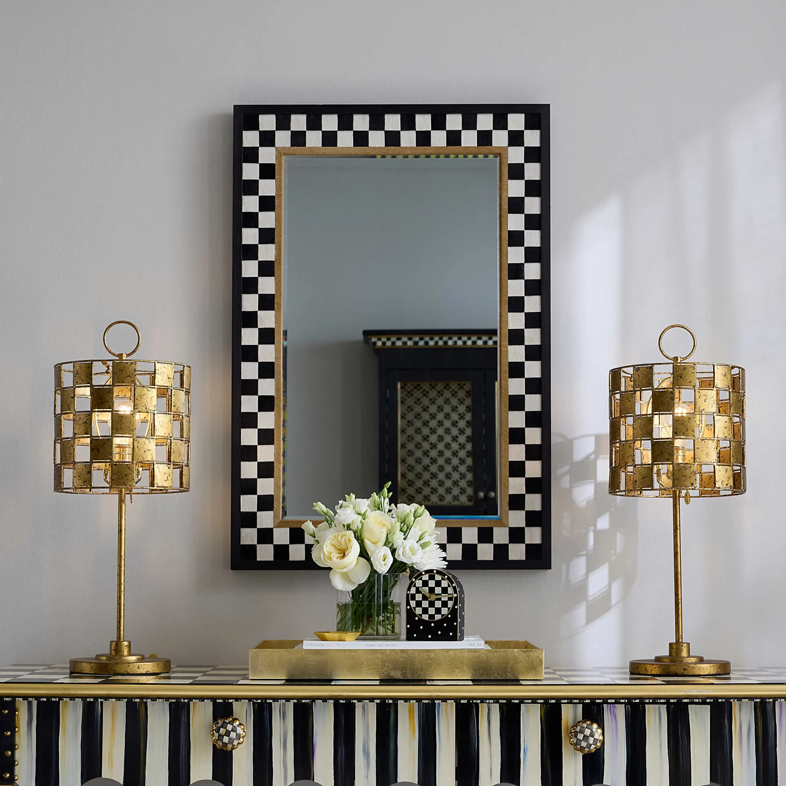 MacKenzie-Childs Lighting<Golden Check Table Lamp