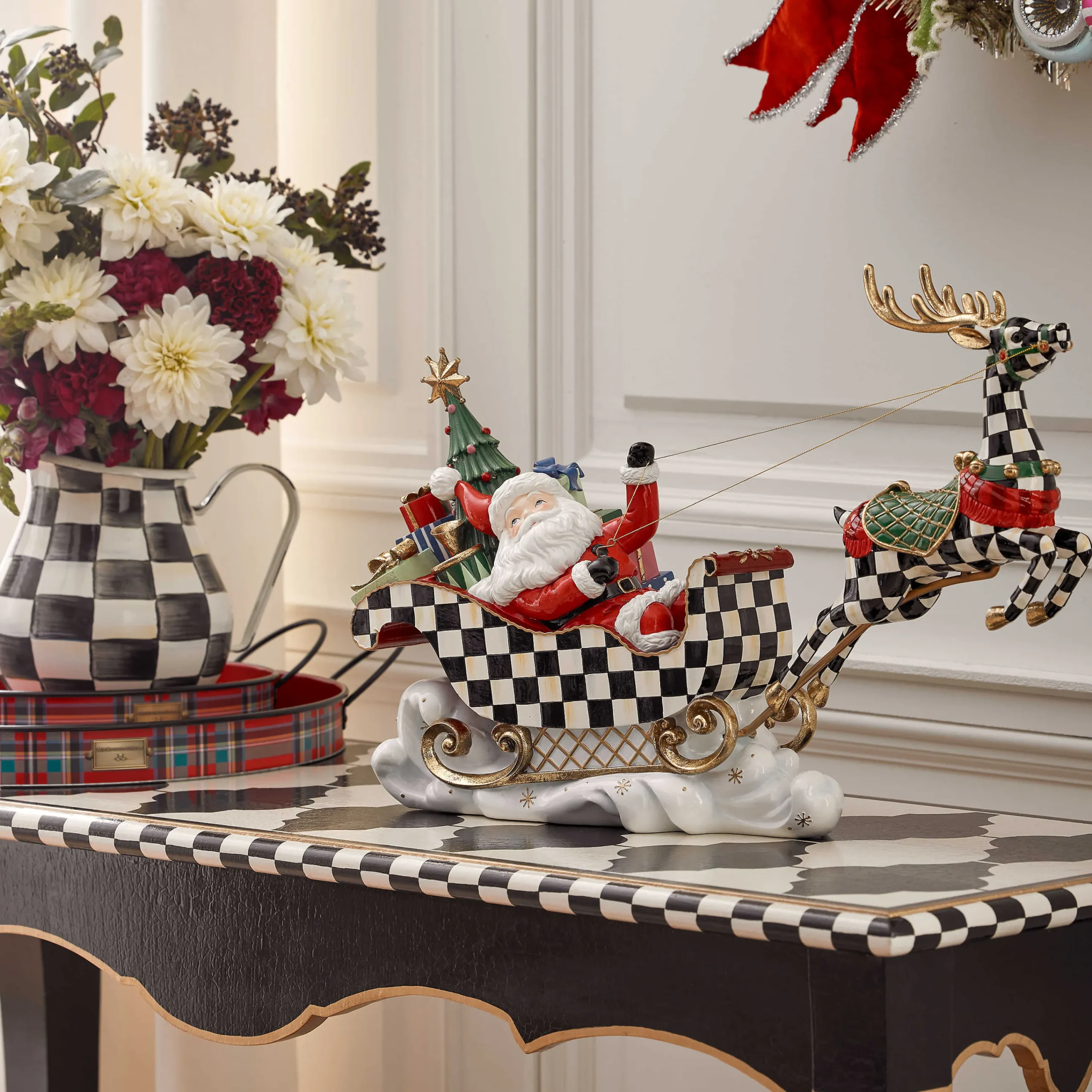 MacKenzie-Childs Holiday|Room Accents<Granny Kitsch Illuminated Sleigh Ride Santa