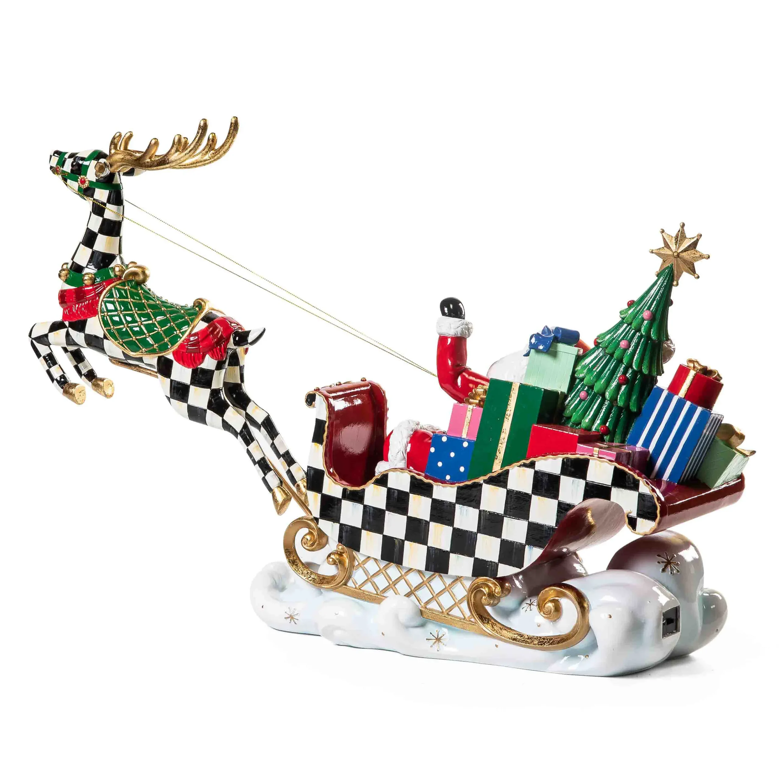 MacKenzie-Childs Holiday|Room Accents<Granny Kitsch Illuminated Sleigh Ride Santa