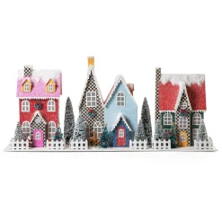 MacKenzie-Childs Holiday|Room Accents<Granny Kitsch Illuminated Village Mantel Arrangement