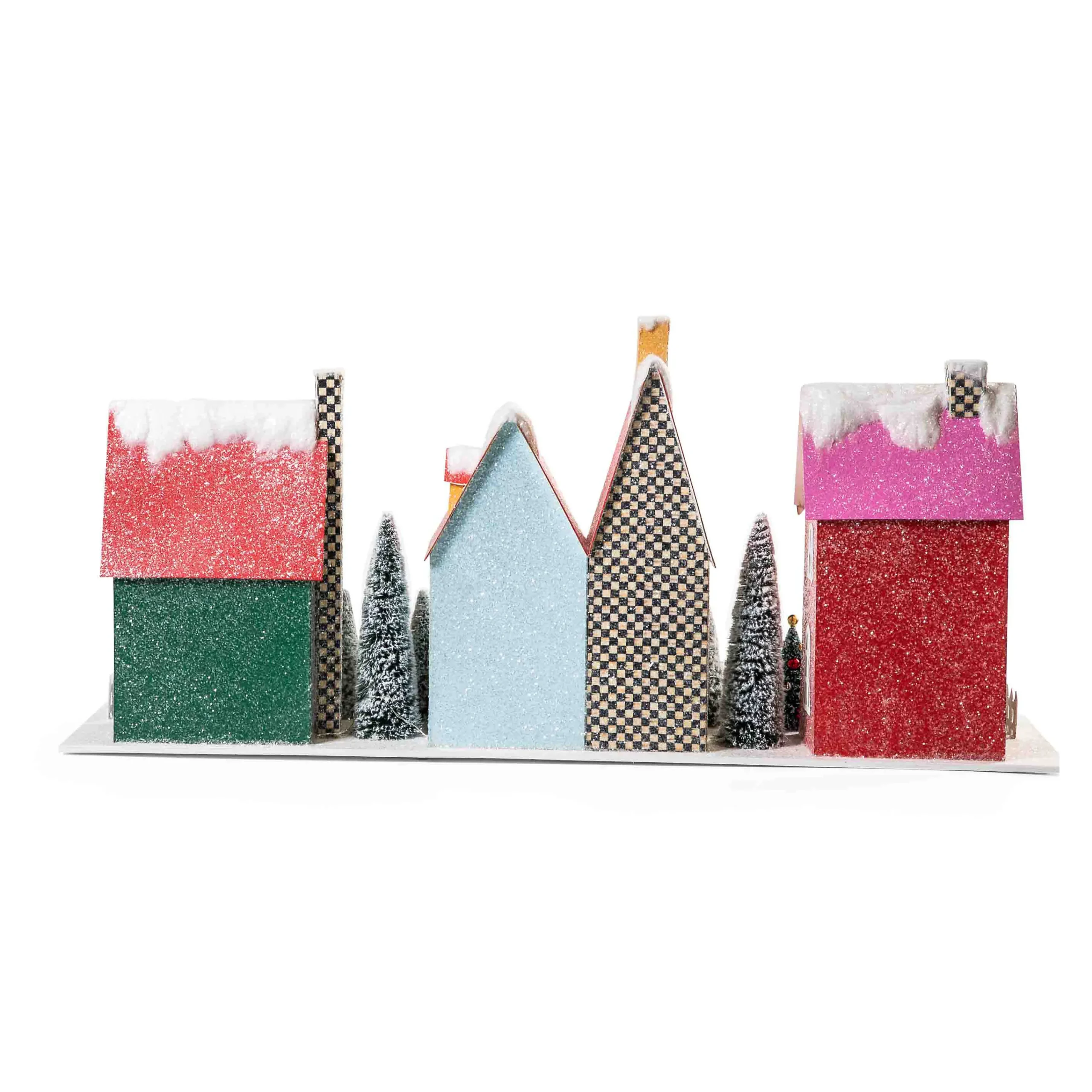 MacKenzie-Childs Holiday|Room Accents<Granny Kitsch Illuminated Village Mantel Arrangement