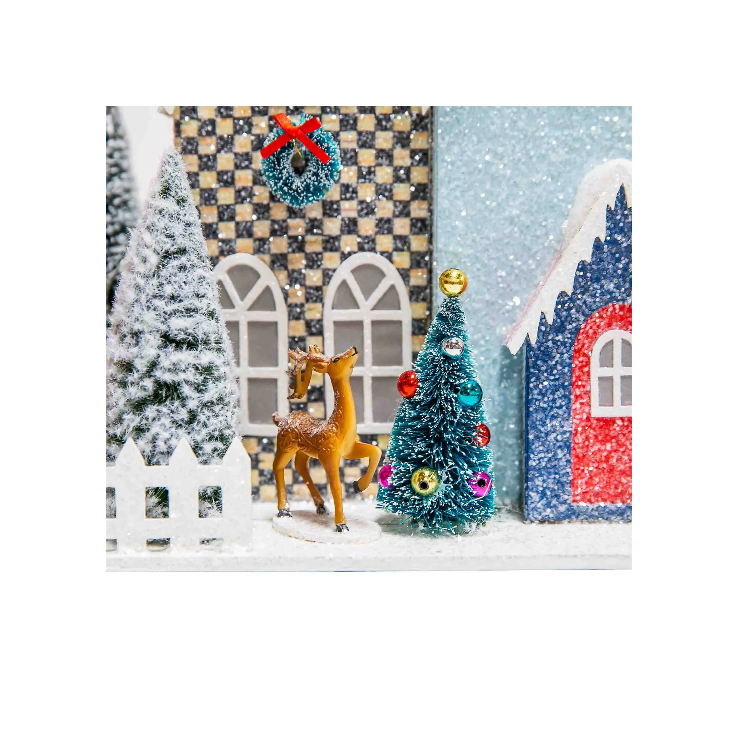 MacKenzie-Childs Holiday|Room Accents<Granny Kitsch Illuminated Village Mantel Arrangement