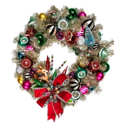 MacKenzie-Childs Holiday|Greenery & Florals<Granny Kitsch Illuminated Wreath