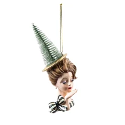 MacKenzie-Childs Holiday<Granny Kitsch Lady Portrait Ornament