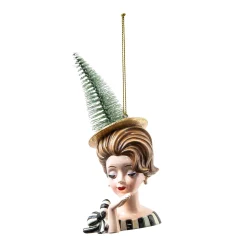 MacKenzie-Childs Holiday<Granny Kitsch Lady Portrait Ornament