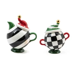 MacKenzie-Childs Holiday|Decor Sets<Granny Kitsch Tipsy Creamer  Sugar Set