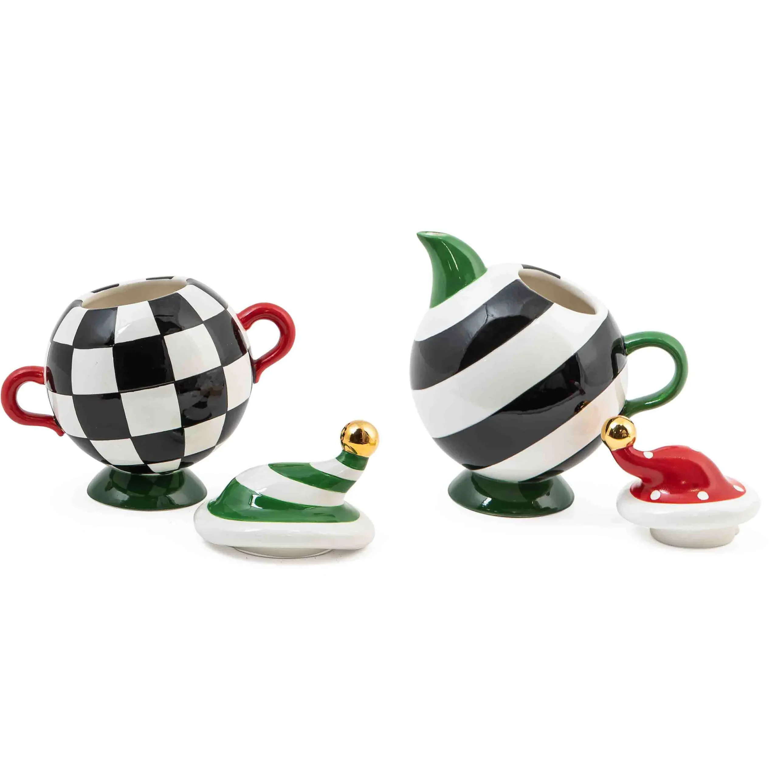 MacKenzie-Childs Holiday|Decor Sets<Granny Kitsch Tipsy Creamer  Sugar Set
