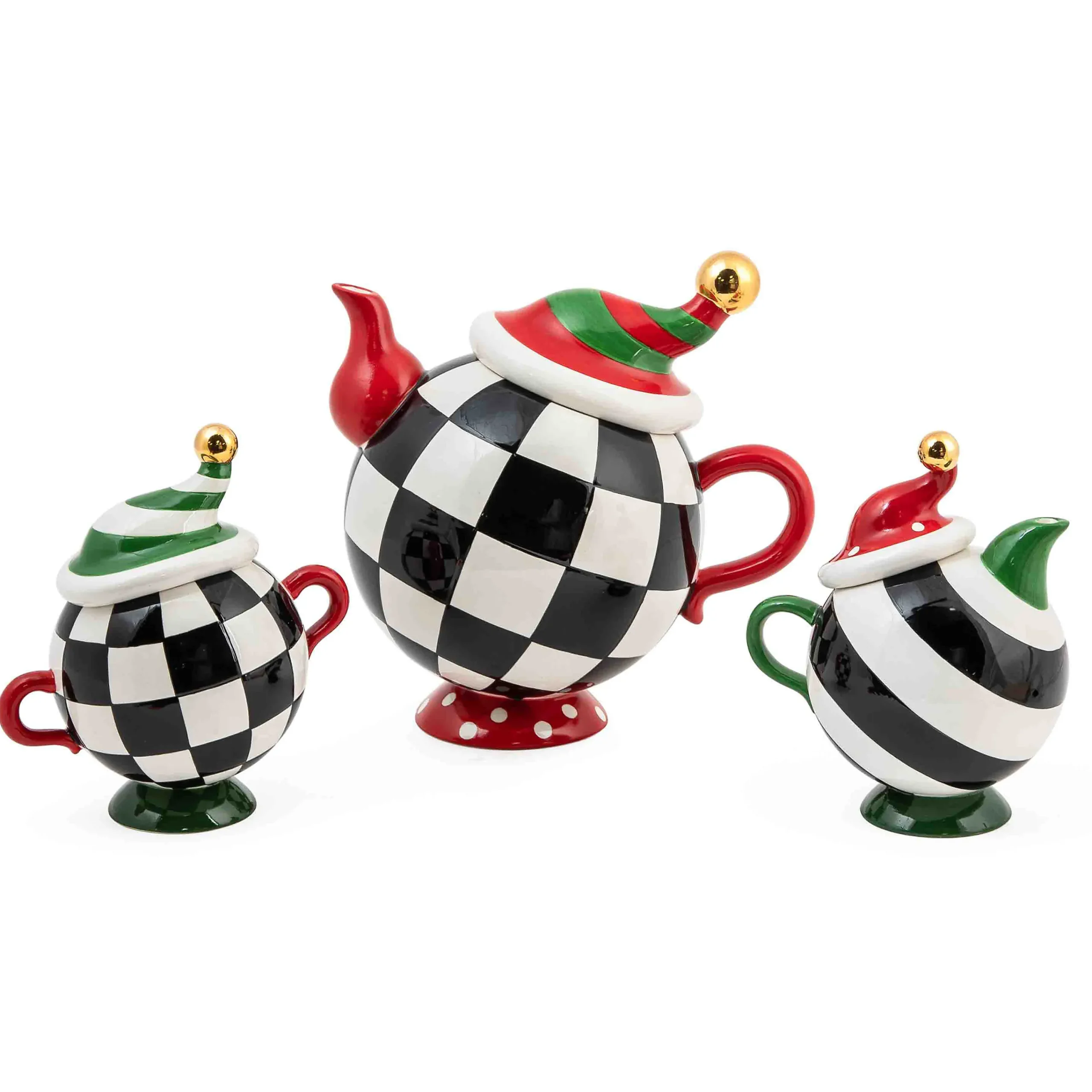 MacKenzie-Childs Holiday|Decor Sets<Granny Kitsch Tipsy Creamer  Sugar Set