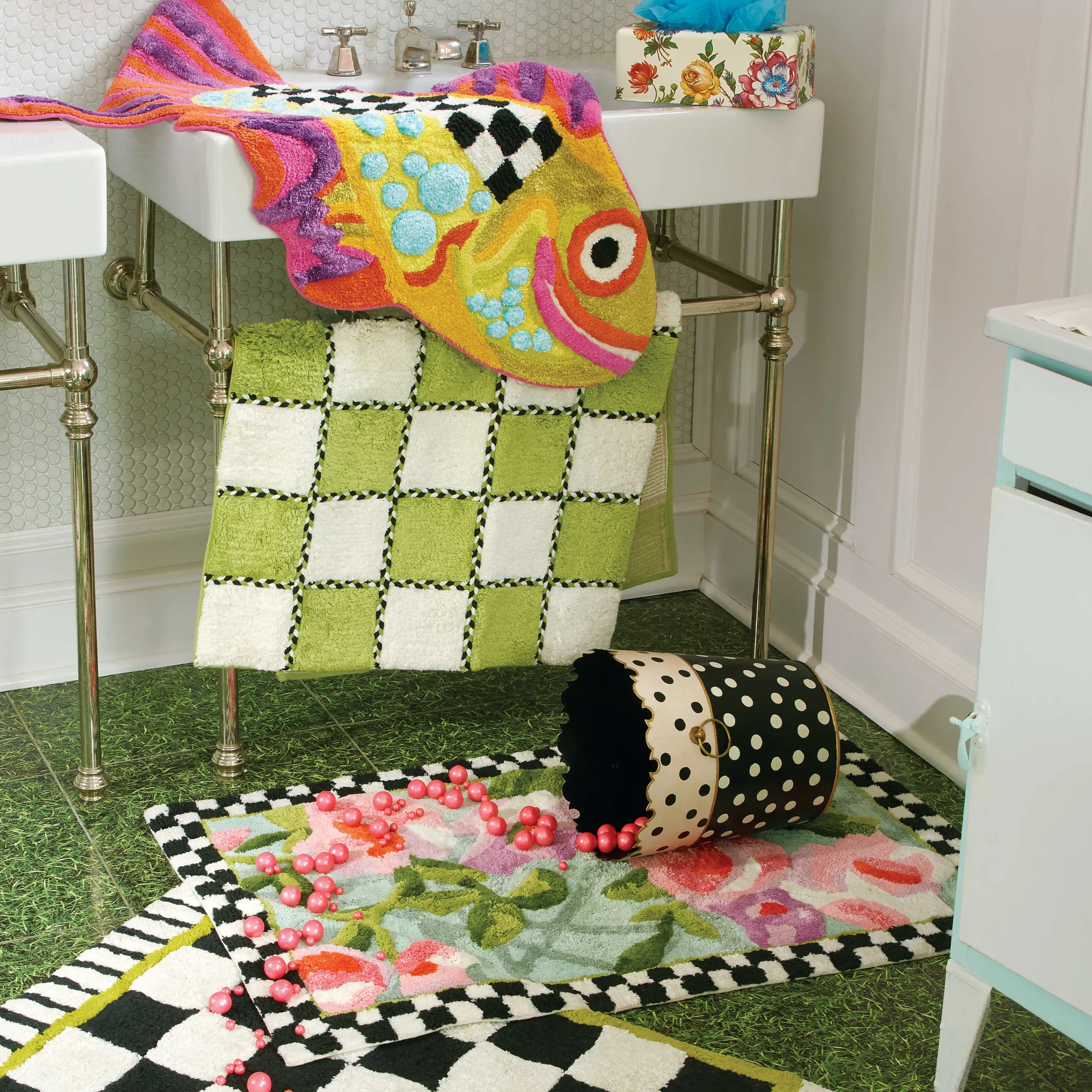 MacKenzie-Childs Bath & Bath Accessories|Room Accents<Happy Fish Bath Rug