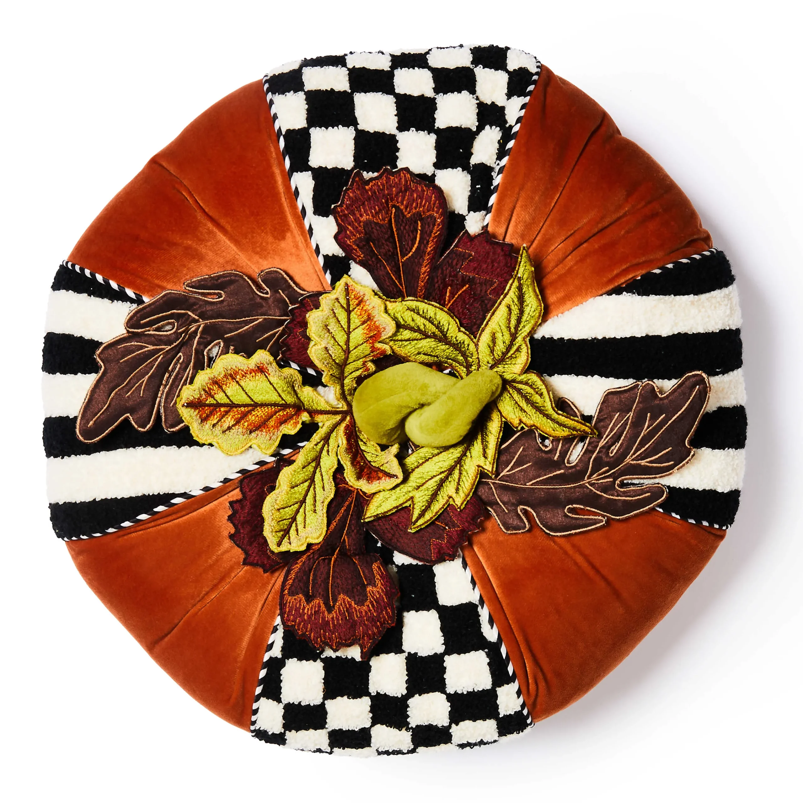 MacKenzie-Childs The Fall Shop|Pillows, Throws, & Cushions<Harvest Check  Stripe Round Pillow