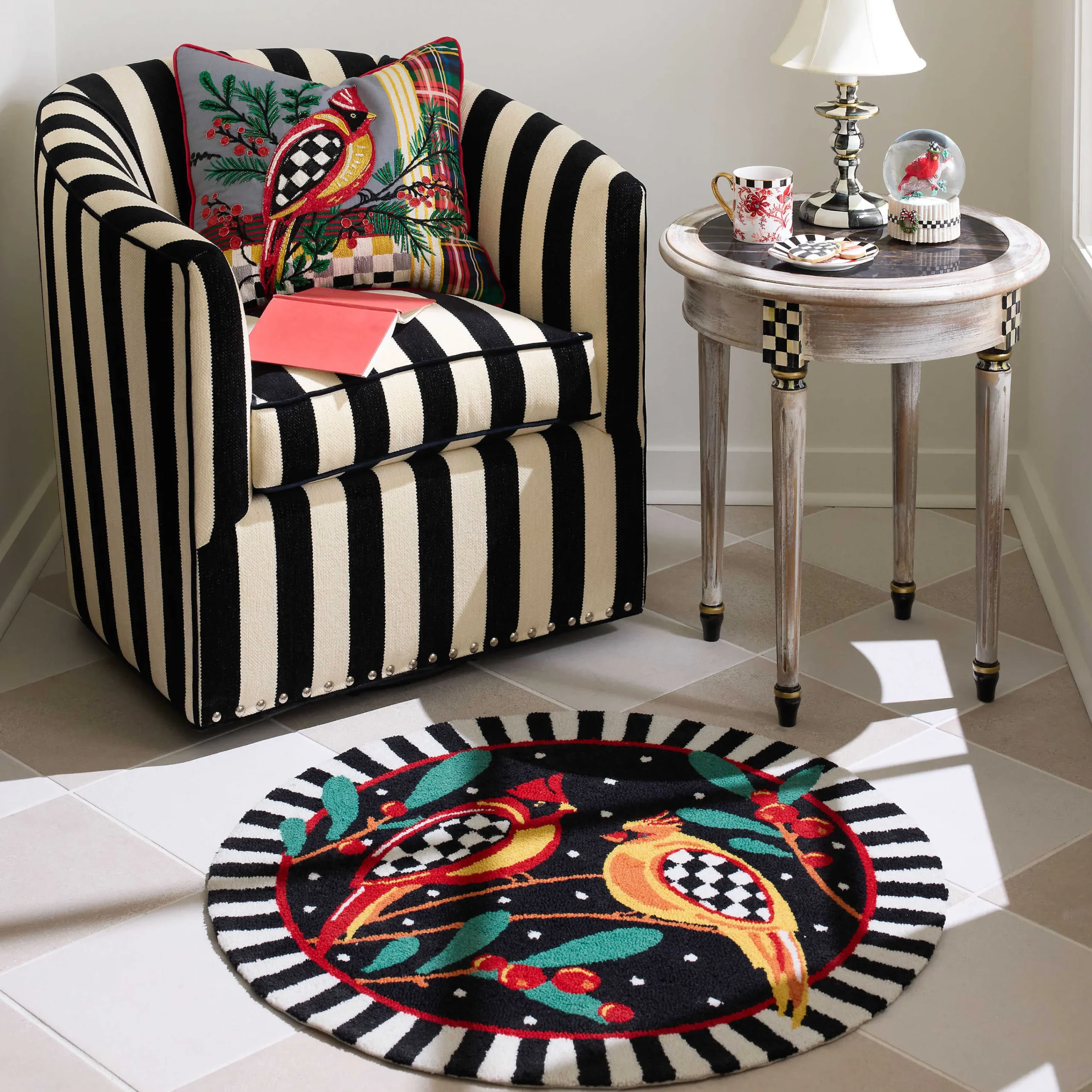 MacKenzie-Childs Holiday|Rugs<Holiday Cardinal 3' Round Rug