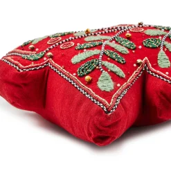 MacKenzie-Childs Pillows, Throws, & Cushions<Holiday Red Tree Shaped Embroidered Throw Pillow