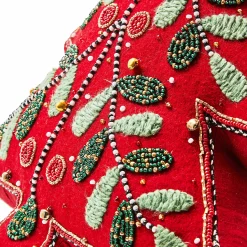 MacKenzie-Childs Pillows, Throws, & Cushions<Holiday Red Tree Shaped Embroidered Throw Pillow