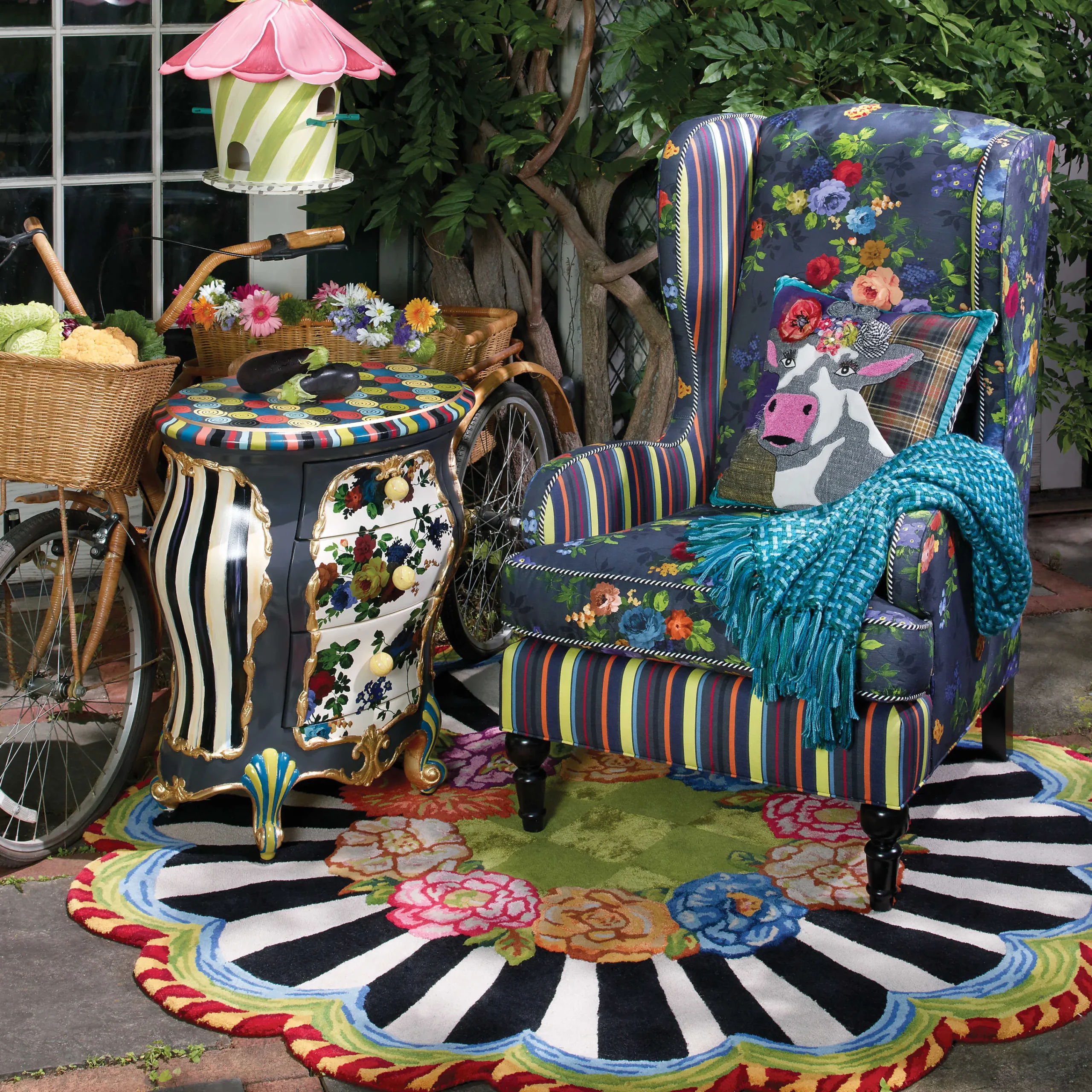 MacKenzie-Childs Spring|Outdoor<Hollyhock Birdhouse