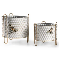 MacKenzie-Childs Spring|Greenery & Florals<Honeycomb Large Tin Planter