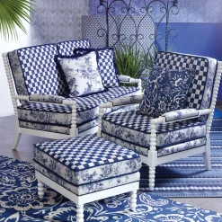 MacKenzie-Childs Outdoor|Spring<Indigo Villa Outdoor Loveseat