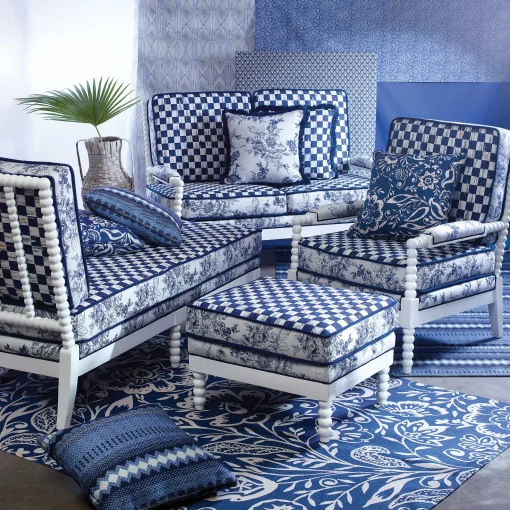 MacKenzie-Childs Outdoor|Spring<Indigo Villa Outdoor Loveseat