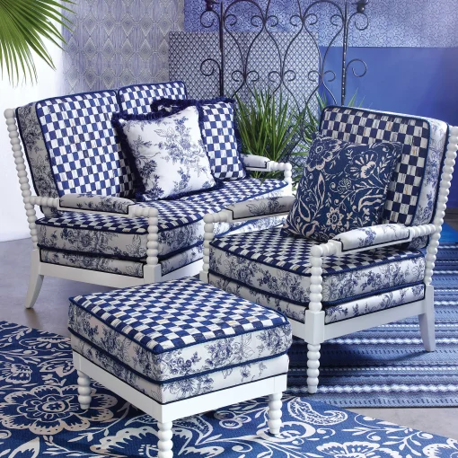 MacKenzie-Childs Outdoor|Spring<Indigo Villa Outdoor Ottoman