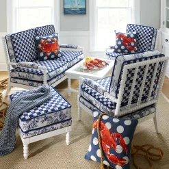 MacKenzie-Childs Outdoor|Spring<Indigo Villa Outdoor Ottoman