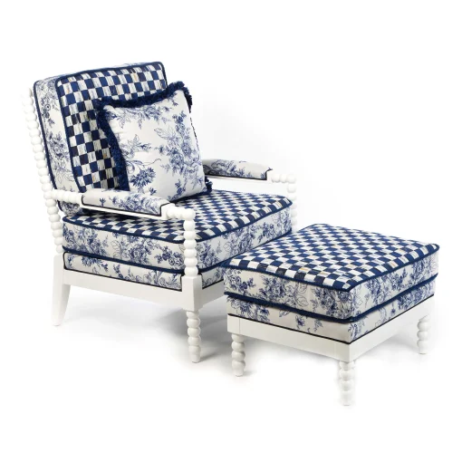 MacKenzie-Childs Outdoor|Spring<Indigo Villa Outdoor Ottoman