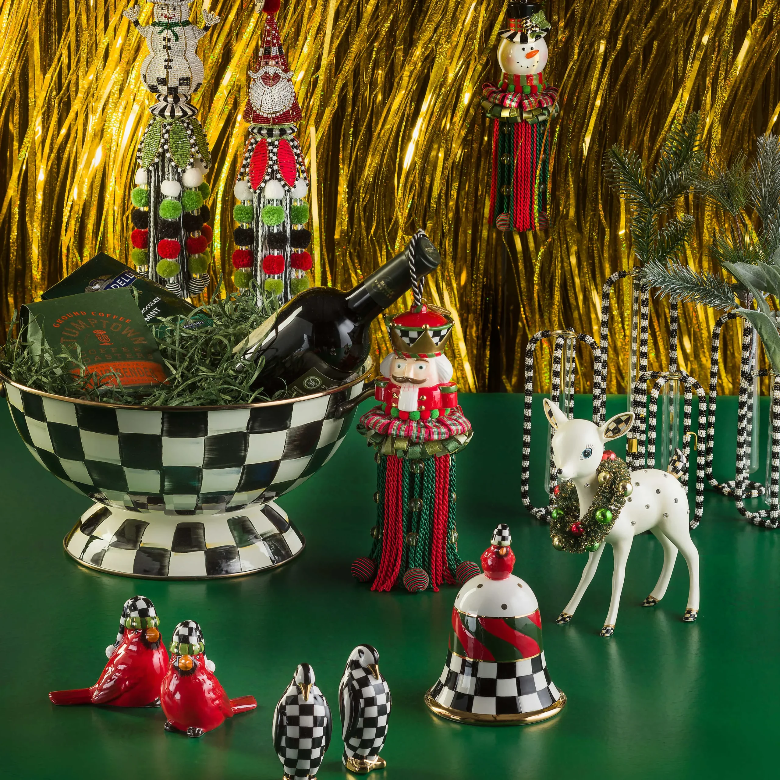 MacKenzie-Childs Room Accents<Interlocking Black  White Bud Vases, Set of 5