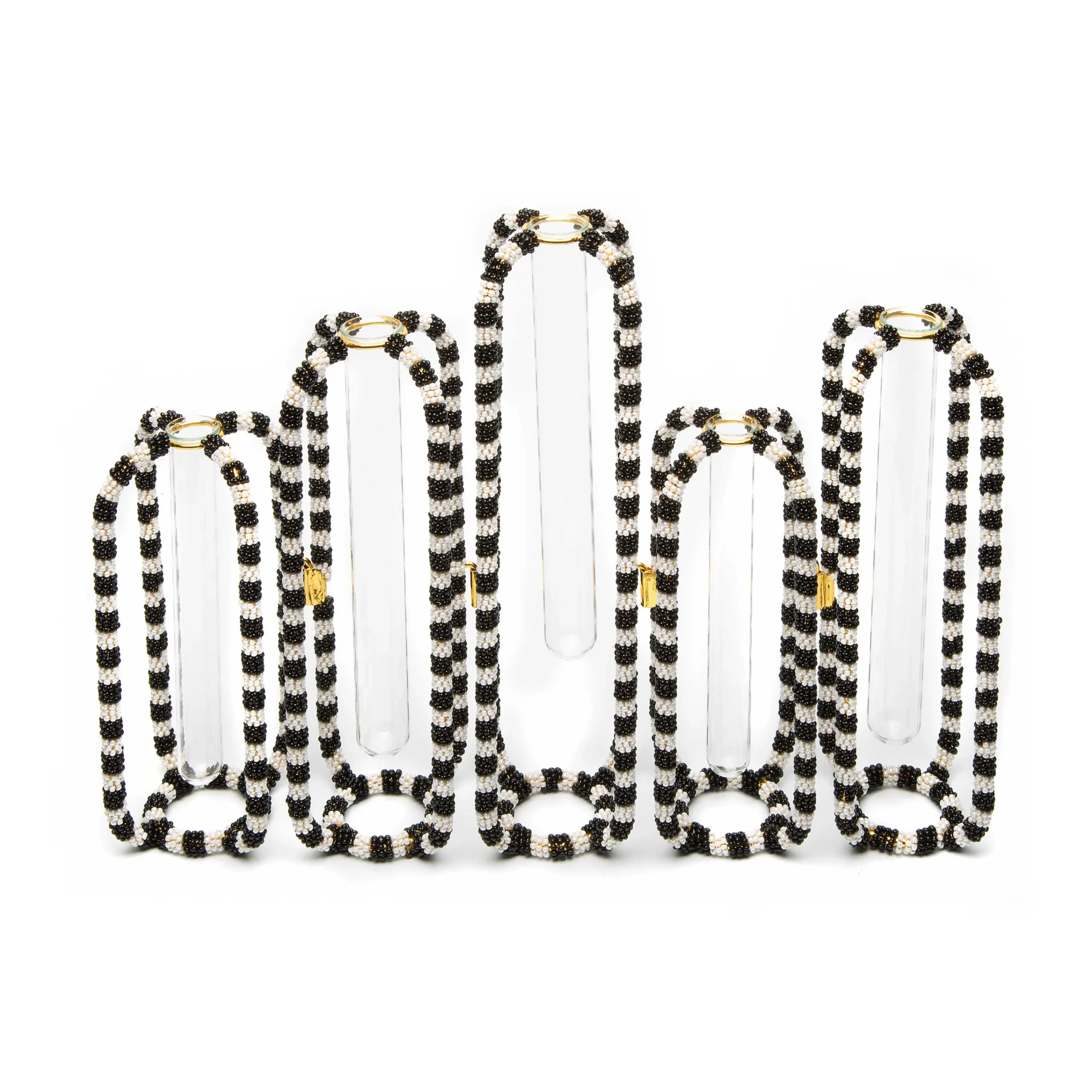 MacKenzie-Childs Room Accents<Interlocking Black  White Bud Vases, Set of 5