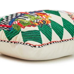 MacKenzie-Childs Pillows, Throws, & Cushions<Jolly Holiday Santa with Packages Beaded Lumbar Pillow