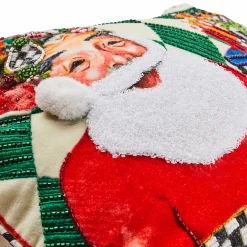 MacKenzie-Childs Pillows, Throws, & Cushions<Jolly Holiday Santa with Packages Beaded Lumbar Pillow