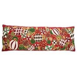 MacKenzie-Childs Holiday|Pillows, Throws, & Cushions<Jolly Ornaments Lumbar Pillow