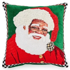 MacKenzie-Childs Pillows, Throws, & Cushions<Joyful Black Santa Throw Pillow