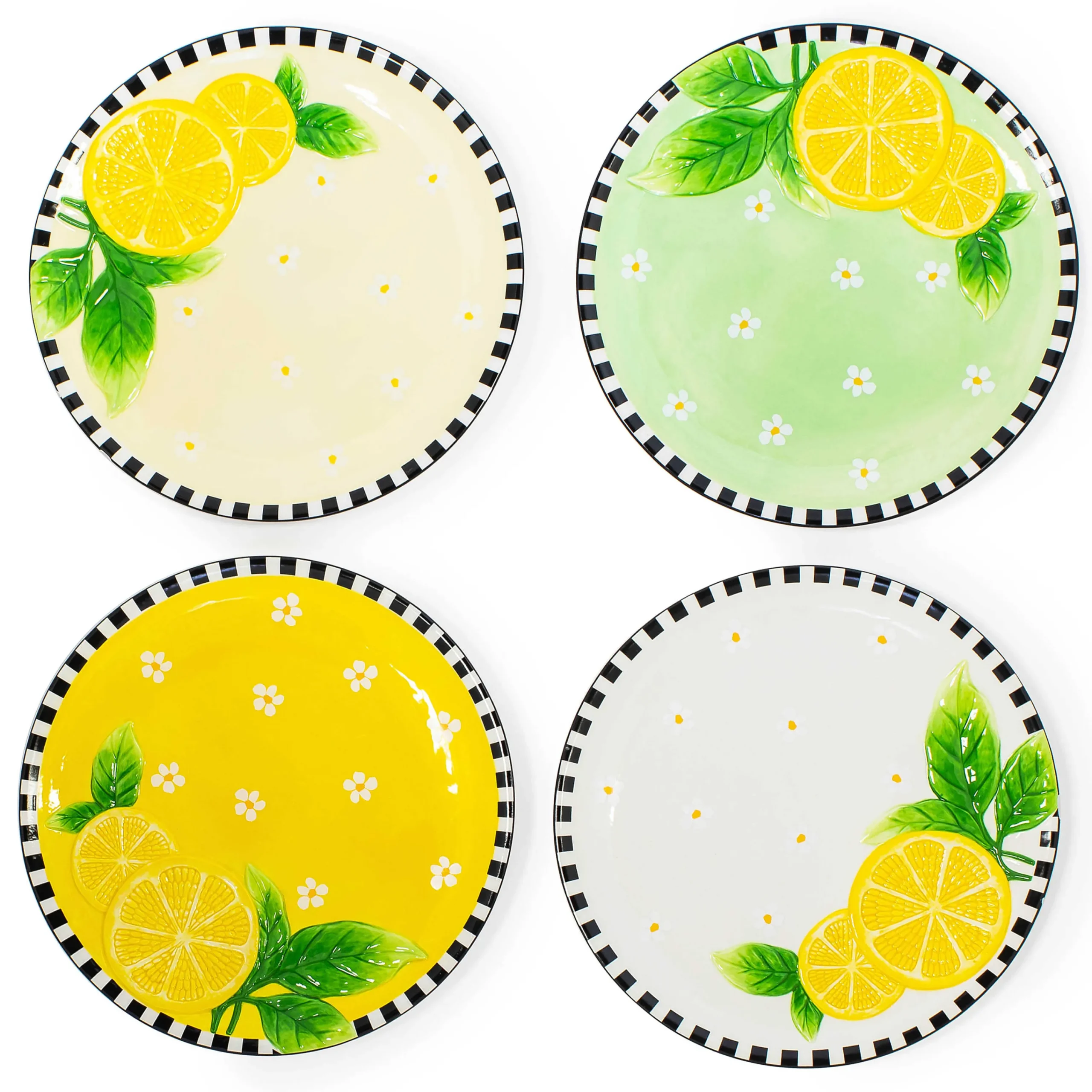 MacKenzie-Childs Spring|Dinnerware & Flatware<Lemon Dessert Plates, Set of 4