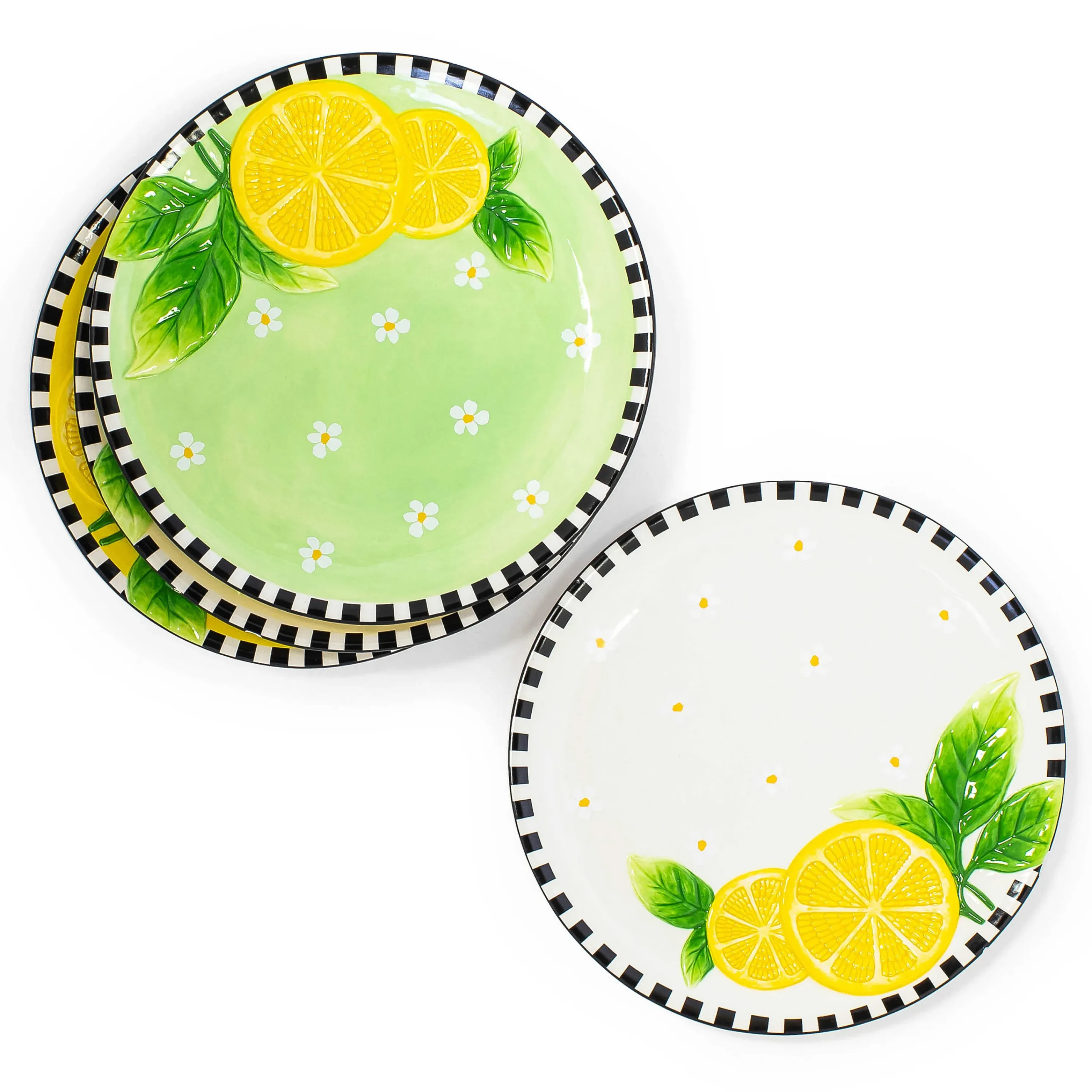 MacKenzie-Childs Spring|Dinnerware & Flatware<Lemon Dessert Plates, Set of 4