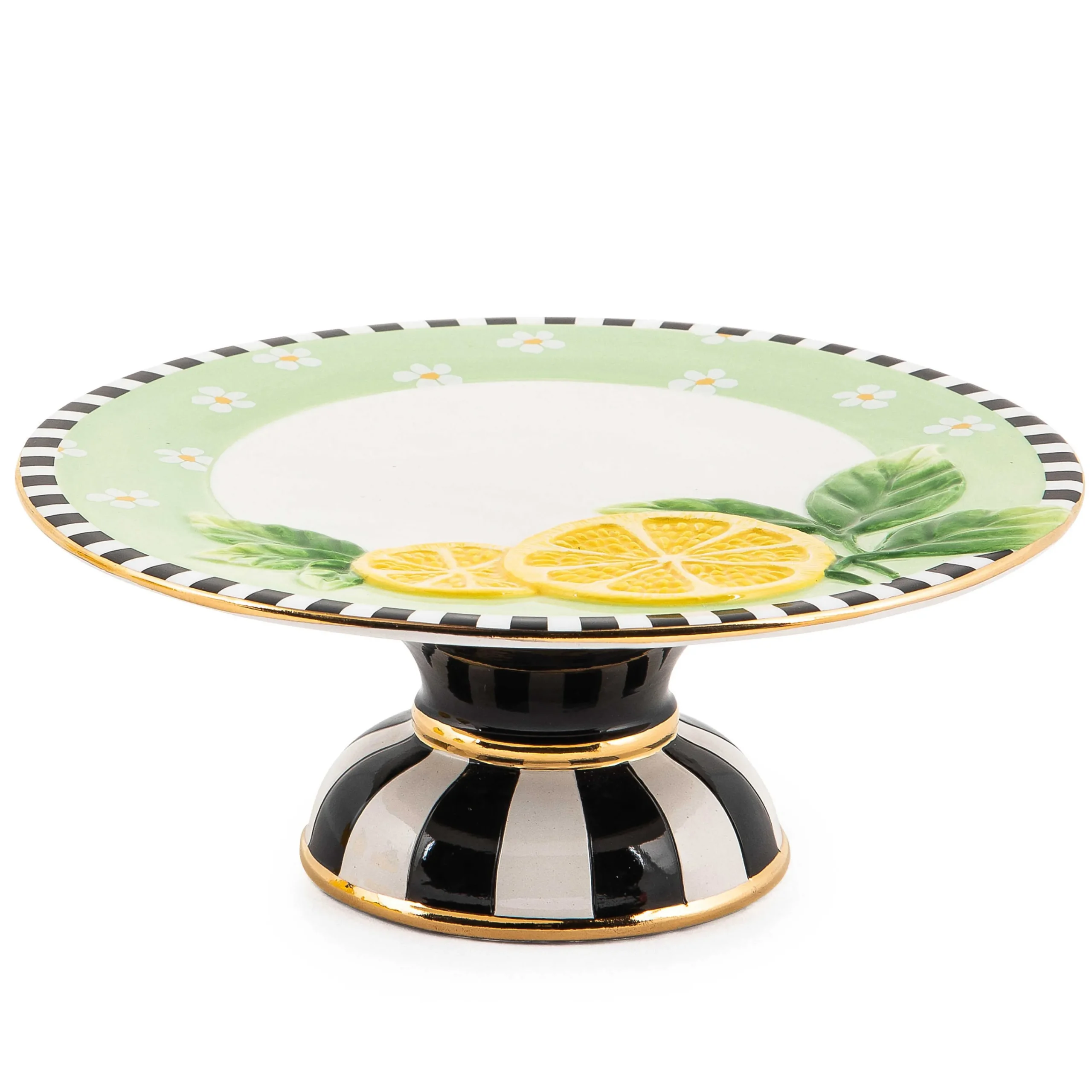 MacKenzie-Childs Spring|Serveware<Lemon Small Pedestal Platter
