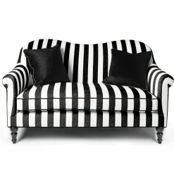 MacKenzie-Childs Living Room<Marquee Black Stripe Chenille Loveseat