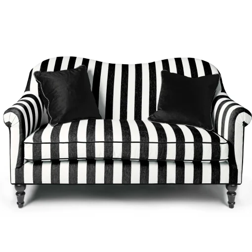 MacKenzie-Childs Living Room<Marquee Black Stripe Chenille Loveseat