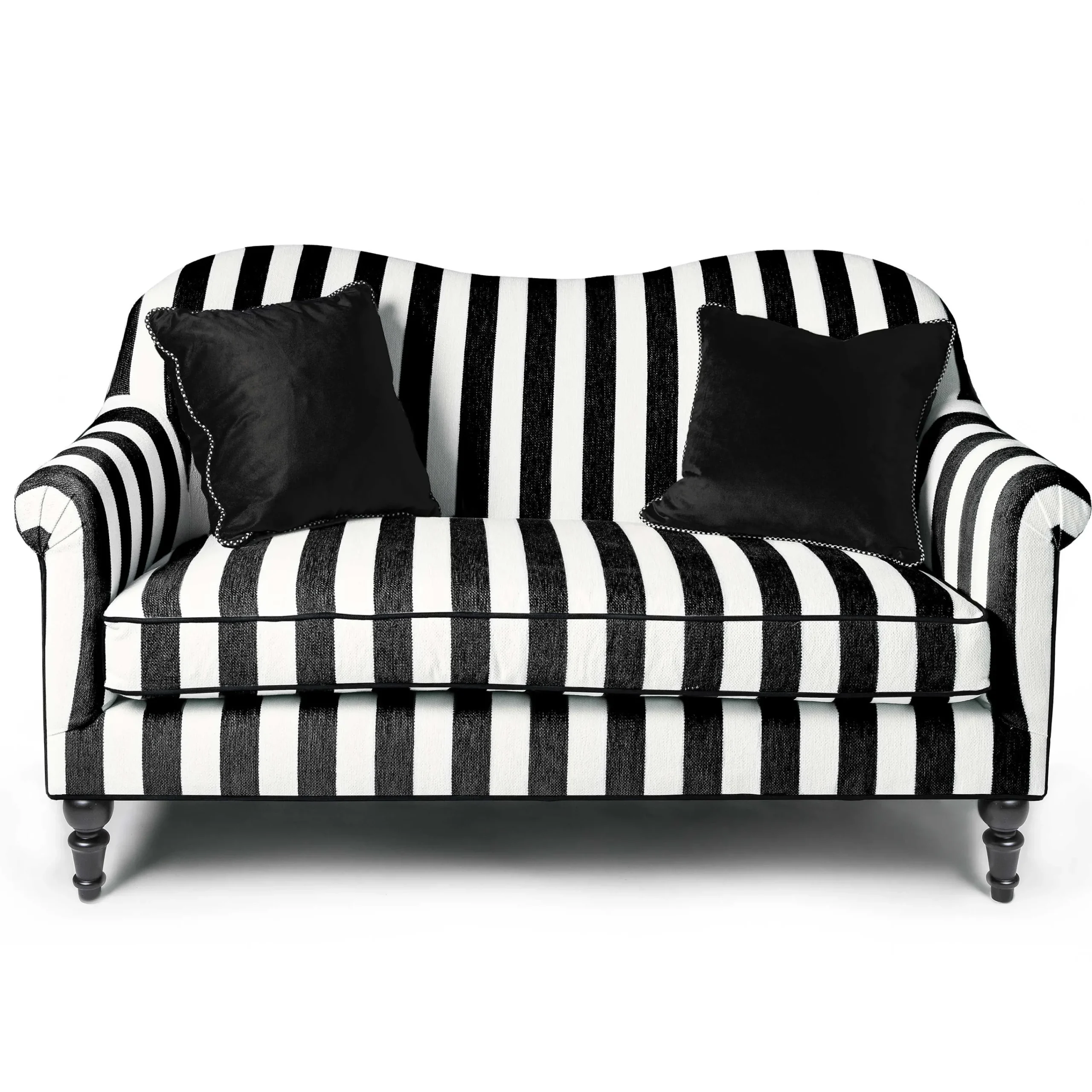 MacKenzie-Childs Living Room<Marquee Black Stripe Chenille Loveseat
