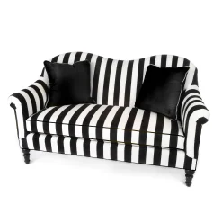 MacKenzie-Childs Living Room<Marquee Black Stripe Chenille Loveseat