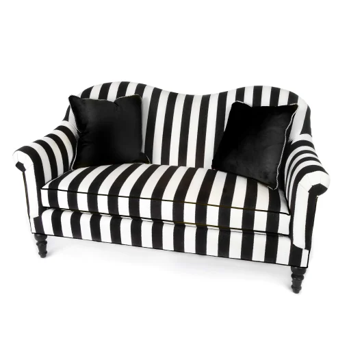 MacKenzie-Childs Living Room<Marquee Black Stripe Chenille Loveseat