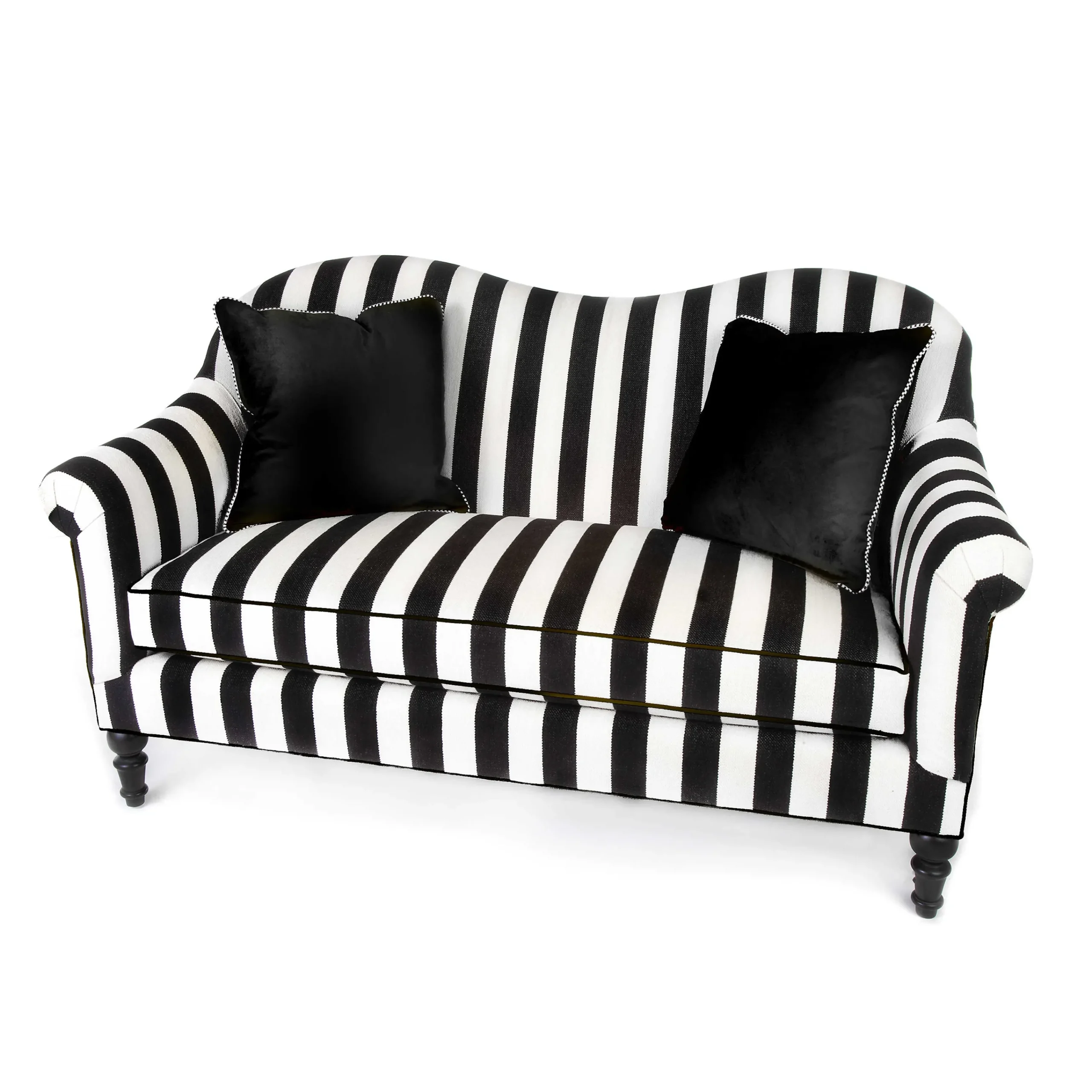 MacKenzie-Childs Living Room<Marquee Black Stripe Chenille Loveseat