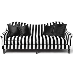 MacKenzie-Childs Living Room<Marquee Black Stripe Chenille Sofa