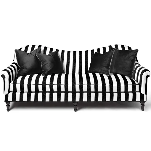 MacKenzie-Childs Living Room<Marquee Black Stripe Chenille Sofa
