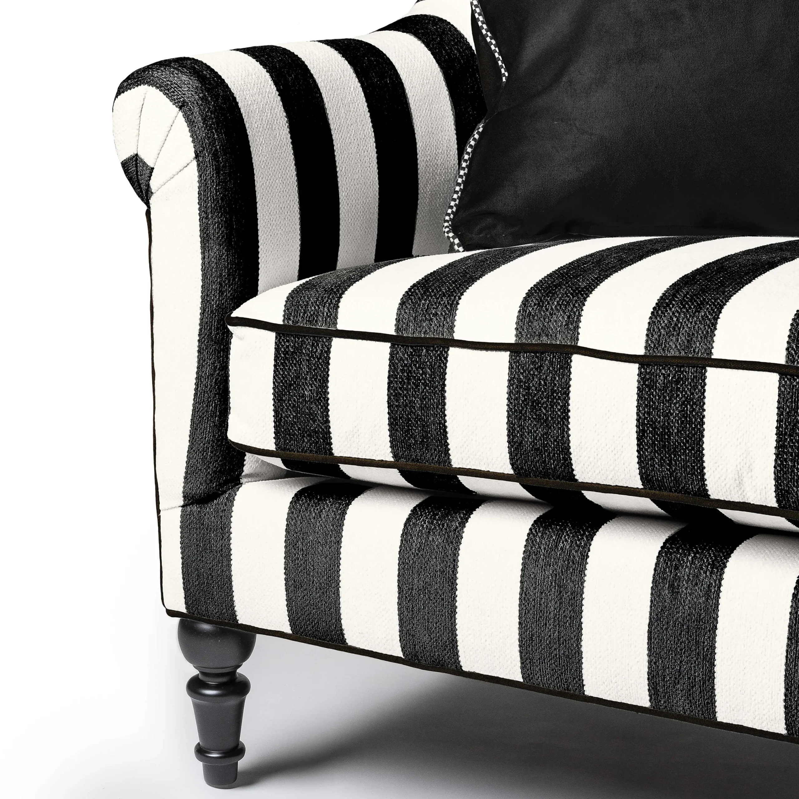 MacKenzie-Childs Living Room<Marquee Black Stripe Chenille Sofa
