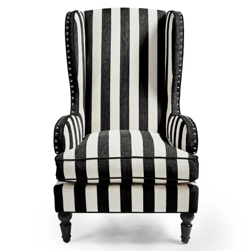 MacKenzie-Childs Living Room<Marquee Black Stripe Chenille Wing Chair