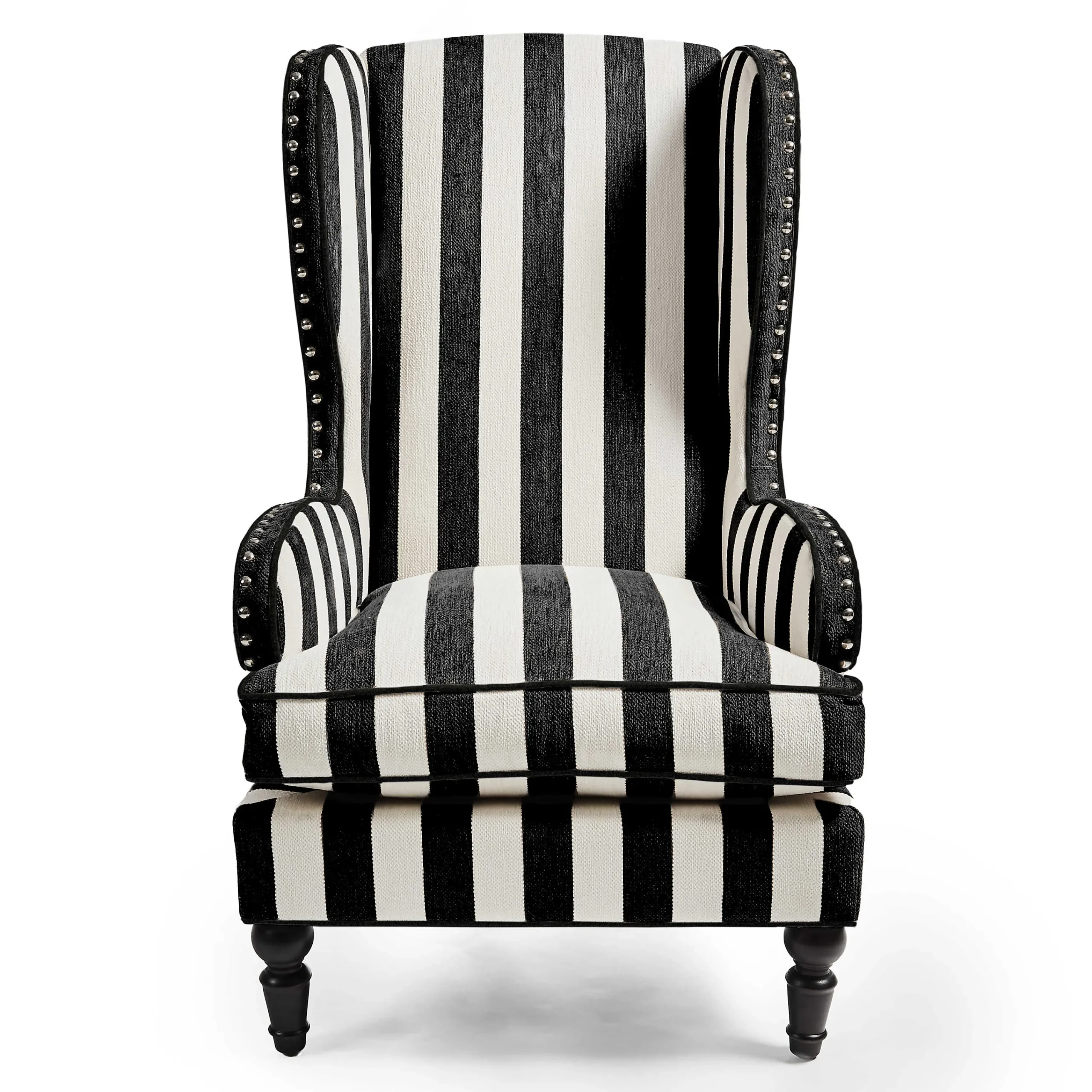 MacKenzie-Childs Living Room<Marquee Black Stripe Chenille Wing Chair