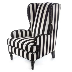 MacKenzie-Childs Living Room<Marquee Black Stripe Chenille Wing Chair