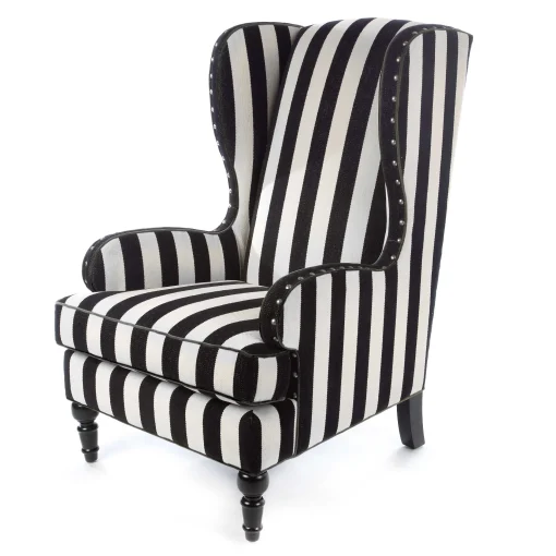 MacKenzie-Childs Living Room<Marquee Black Stripe Chenille Wing Chair